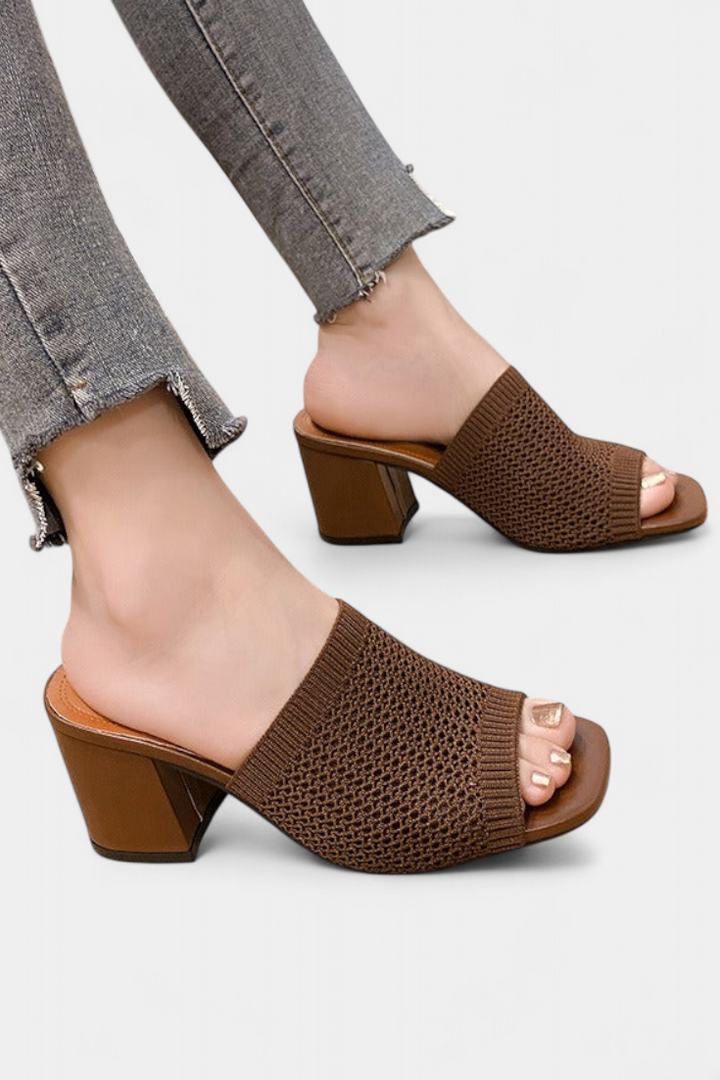 Sandales à Talons Christy avec Maille Respirante et Design Carré