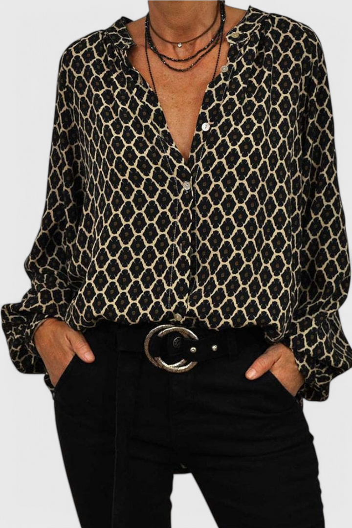 Jemima Chemise à Boutons avec Imprimé Géométrique