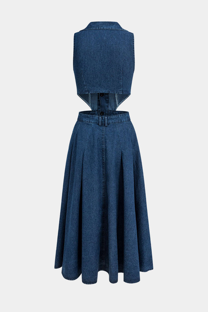 Alia Robe en Jean Sans Manches avec Coupe Moderne