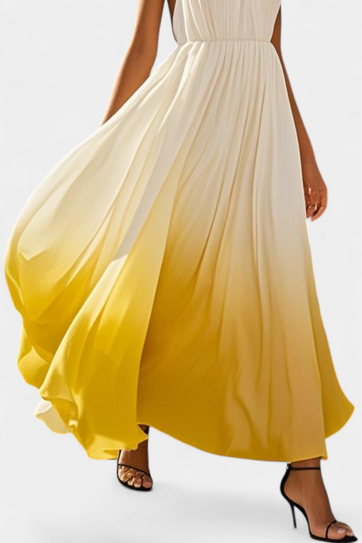 Robe Maxi Halter Plissée Starla avec Détails en Perles