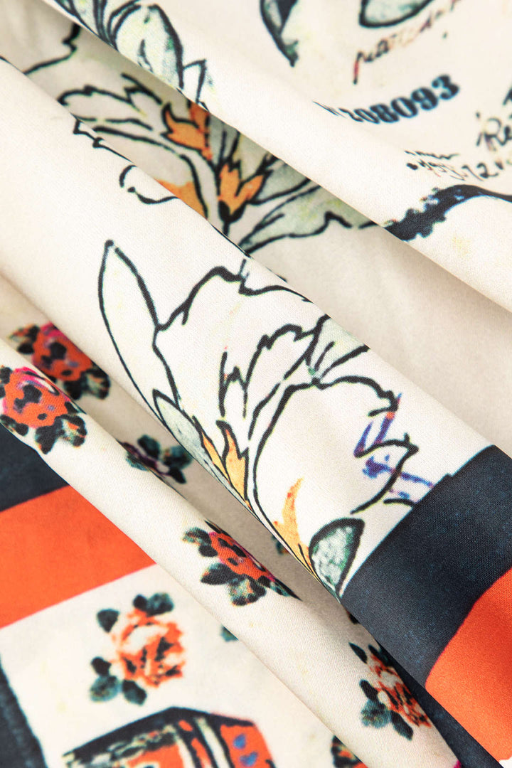 Pantalons Droits Taille Haute avec Imprimé Floral