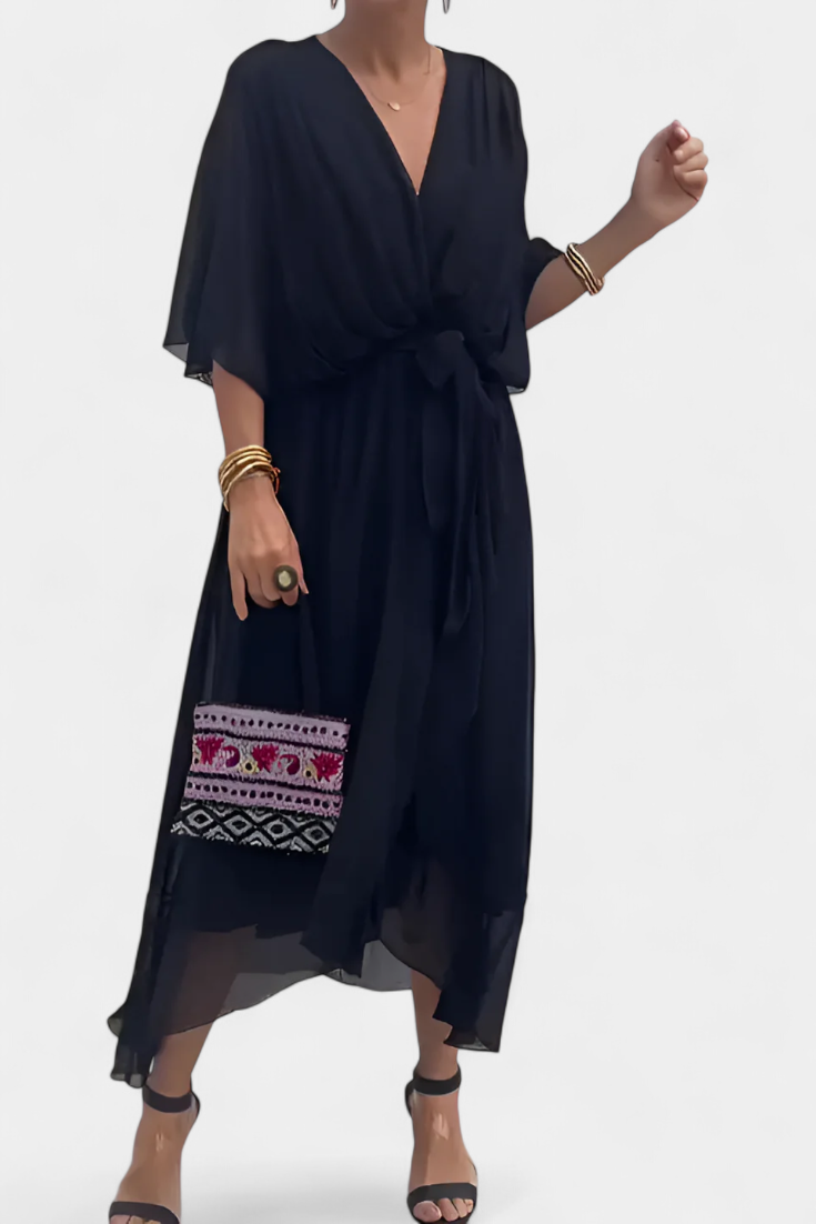 Luisa Robe Longue avec Décolleté en V et Coupe Flowy