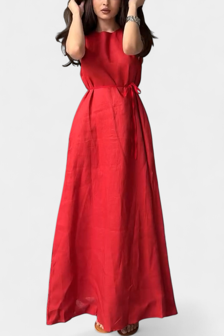 Robe Rosetta Douce Sans Manches avec Nœud Réglable