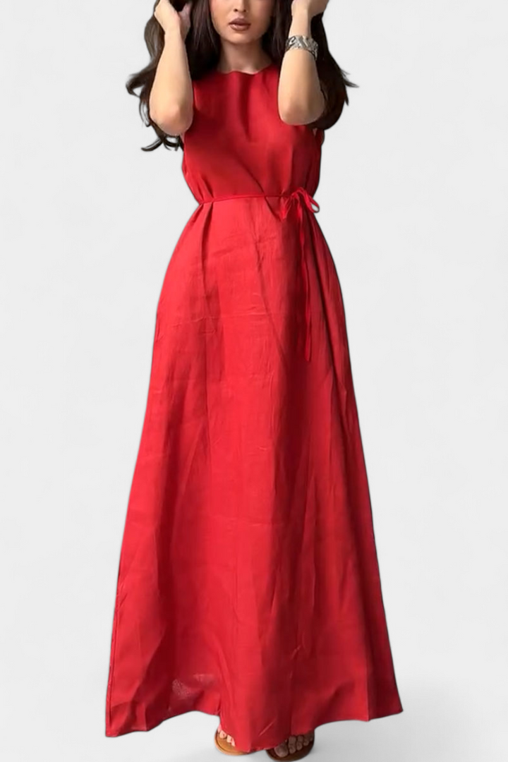 Robe Rosetta Douce Sans Manches avec Nœud Réglable