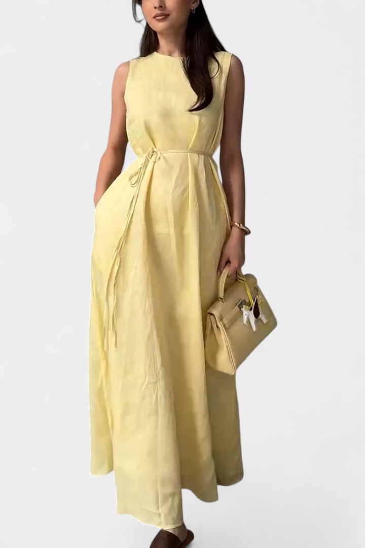 Robe Rosetta Douce Sans Manches avec Nœud Réglable