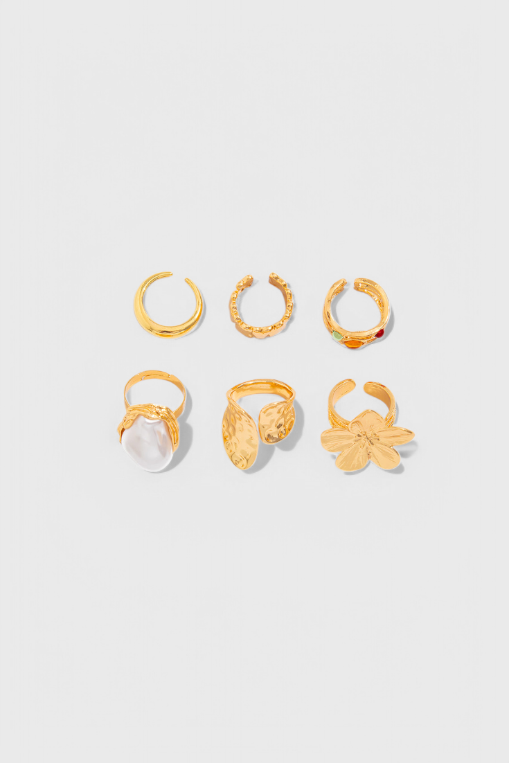 Bague Ouverte en Forme de Fleur Liquide de Perle
