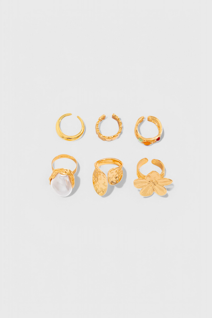 Bague Ouverte en Forme de Fleur Liquide de Perle