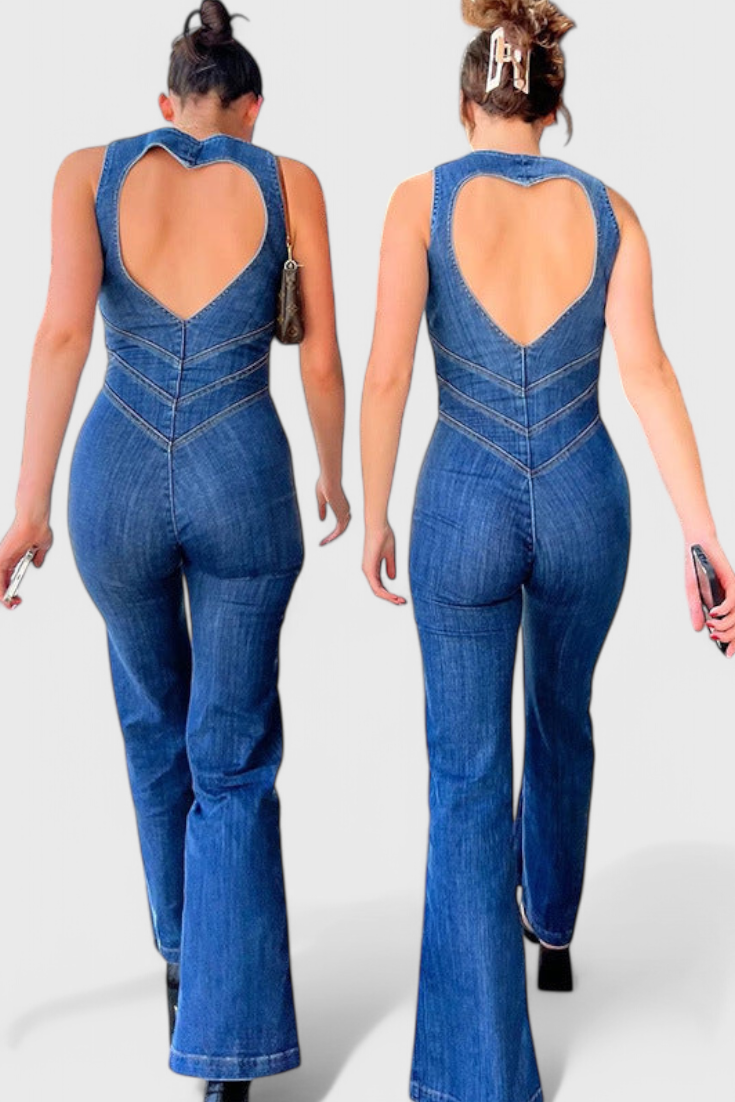 Maisie Mono en denim avec décolleté en forme de cœur