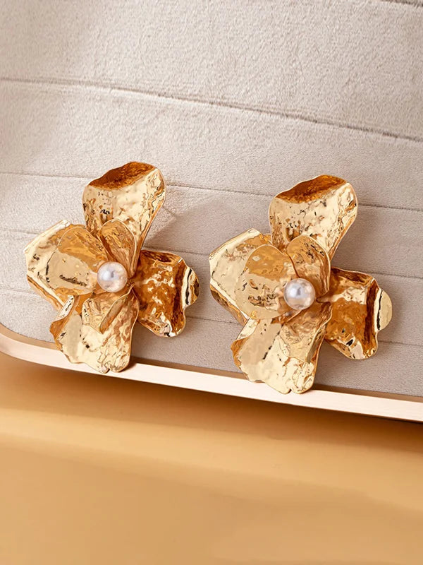 Boucles d'Oreilles Brillantes en Forme de Fleur