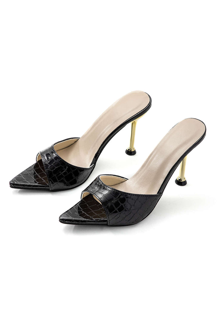 Sandales à talons hauts avec bout ouvert et sans bride à la cheville