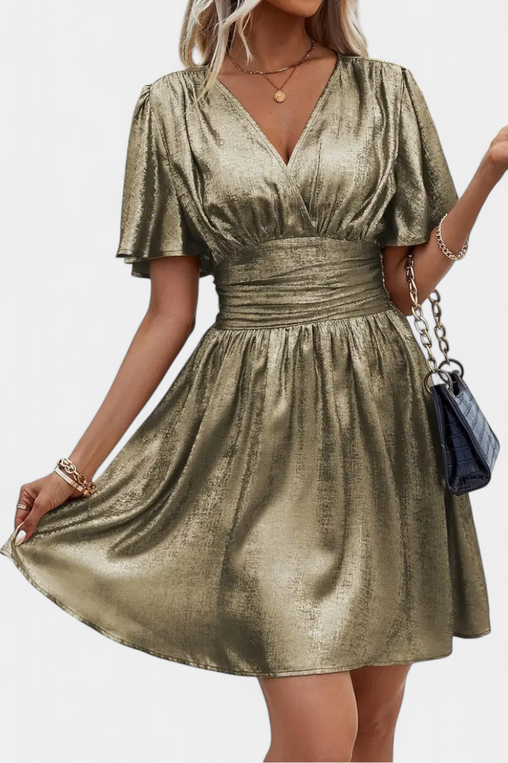 Robe Adalee pour Femme avec Décolleté en V et Taille Croisée