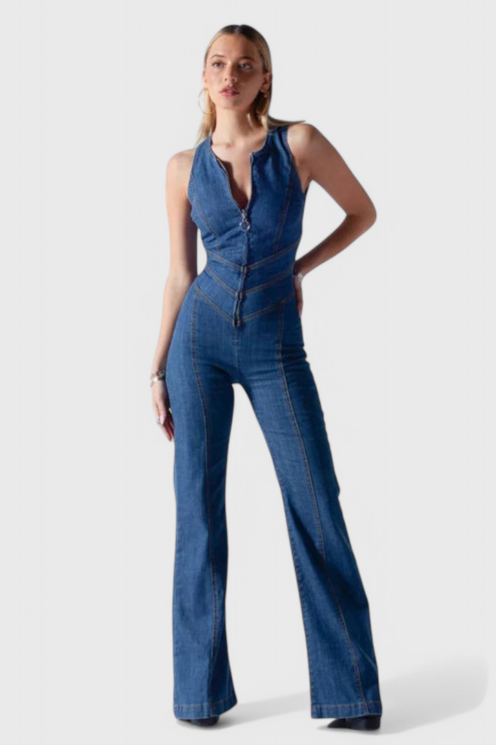Maisie Mono en denim avec décolleté en forme de cœur