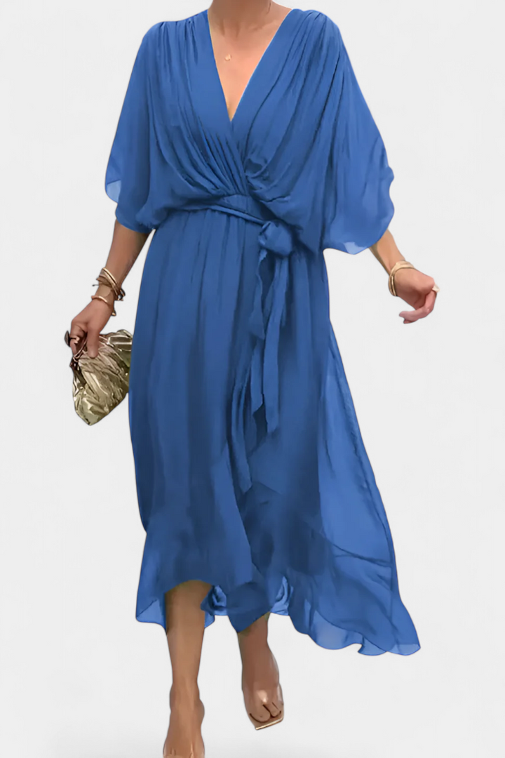 Luisa Robe Longue avec Décolleté en V et Coupe Flowy