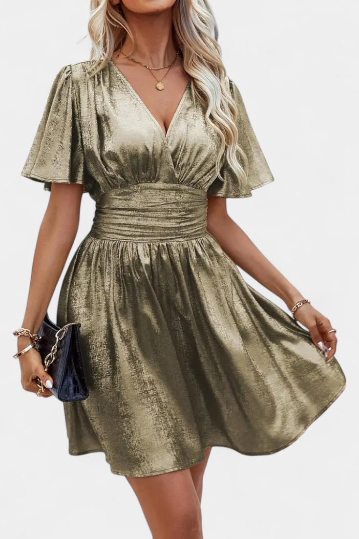 Robe Adalee pour Femme avec Décolleté en V et Taille Croisée
