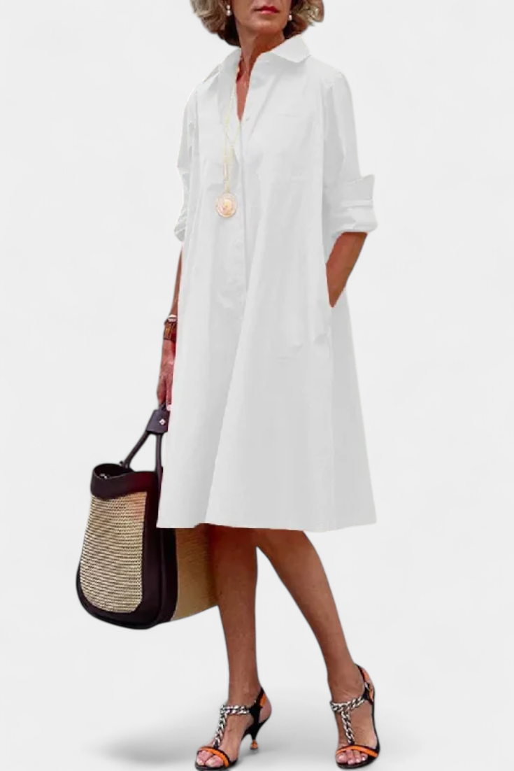 Robe Larissa en Coton avec Col Revers
