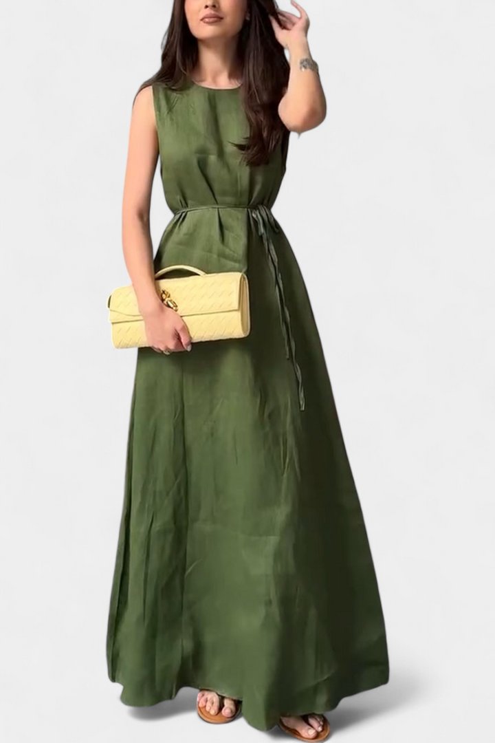 Robe Rosetta Douce Sans Manches avec Nœud Réglable