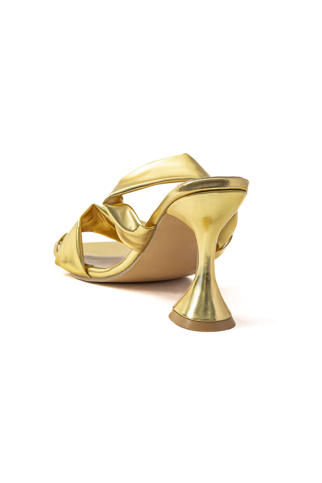 Sarah Sandales à talons hauts avec bout carré froissé métallique