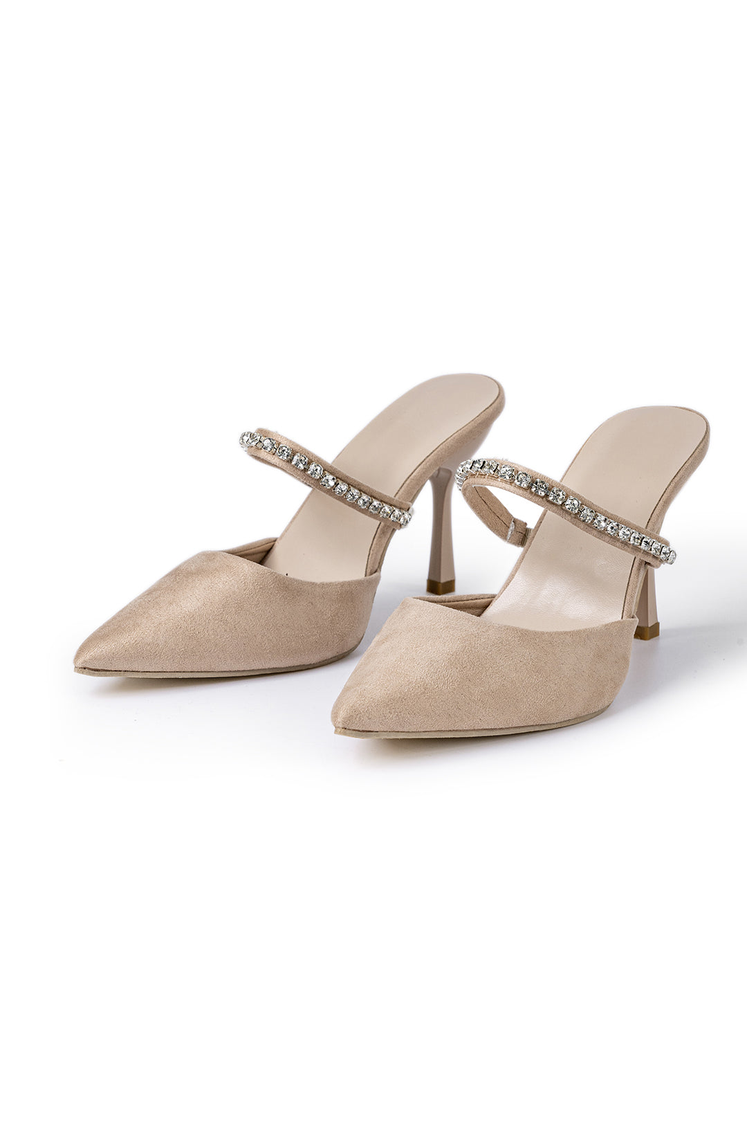 Sandales à talons hauts avec bout pointu ornées de strass