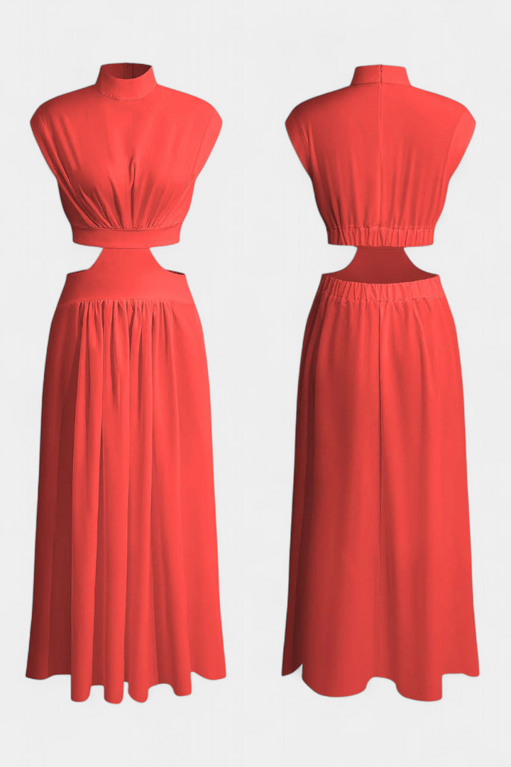 Jocelyn Ensemble Long Minimaliste avec Col Haut et Fente Latérale