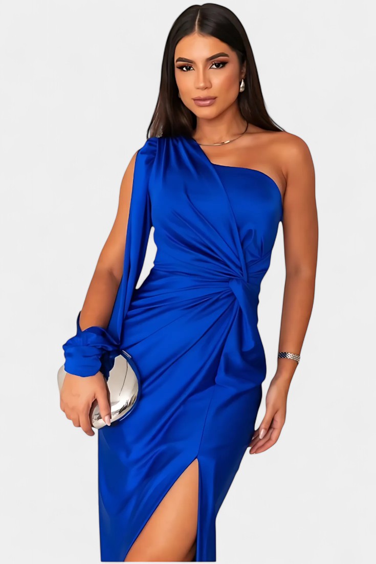 Robe Asymétrique Drapée Charlotte à Une Épaule