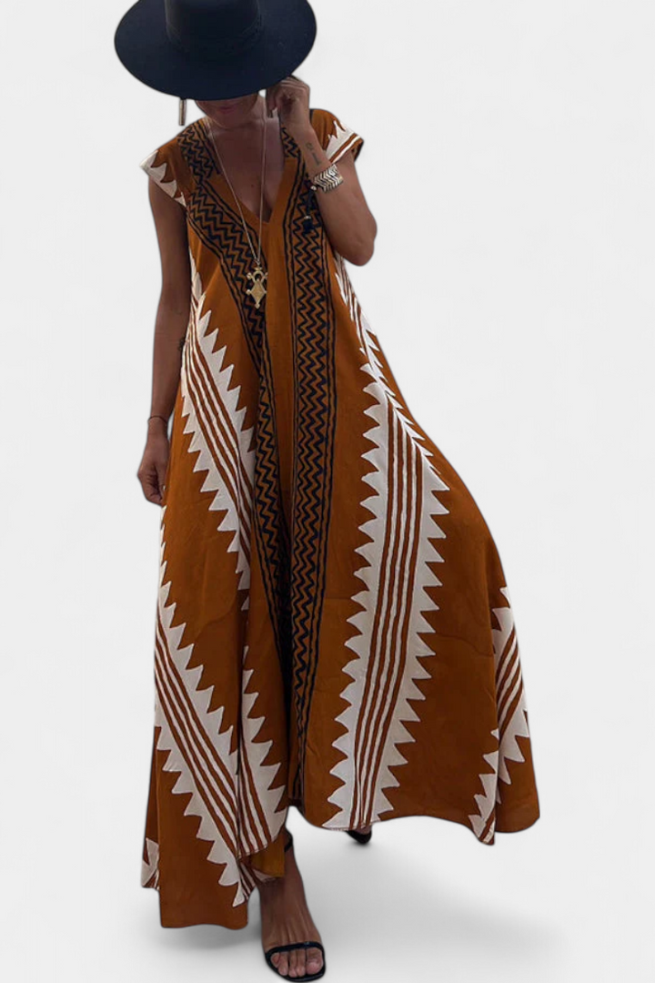 Robe Maxi Bohémienne Dakota avec Motif Géométrique