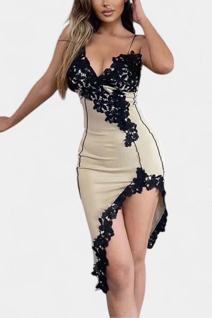 Robe Midi Diana en Dentelle Asymétrique