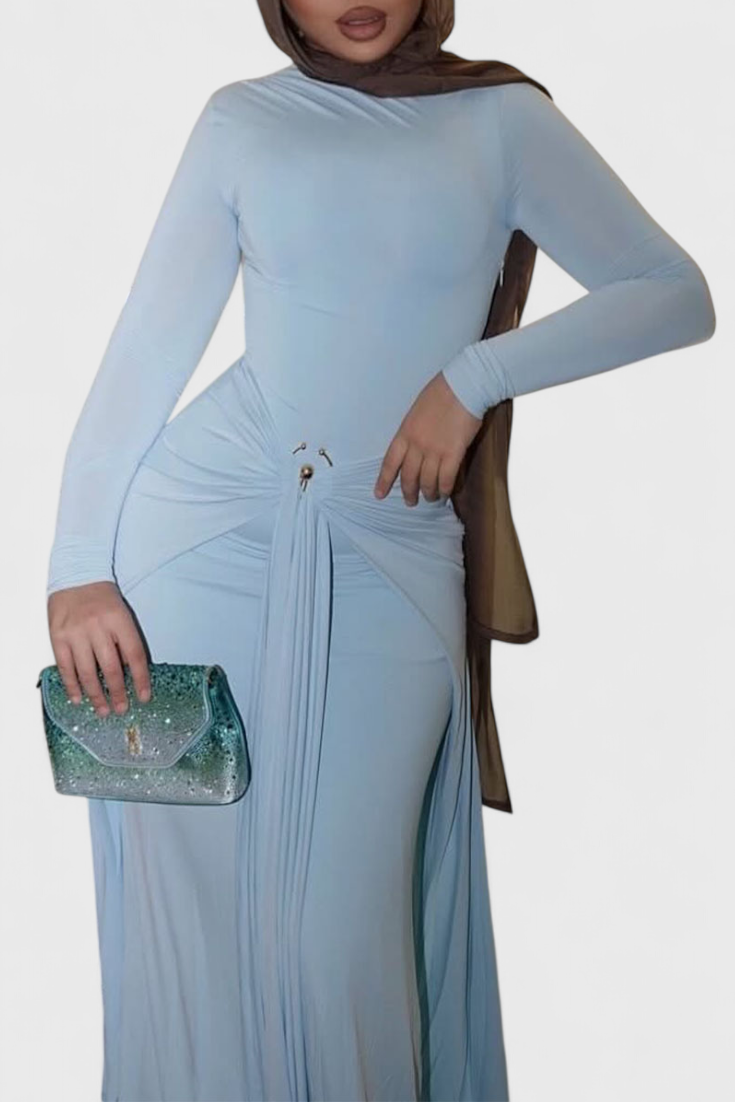 Robe Ajustée Plissée Fátima avec Détails Métalliques