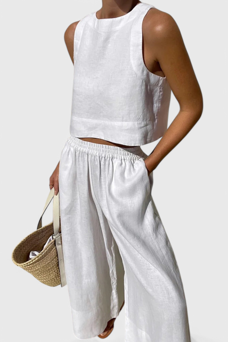 Avelina Ensemble Minimaliste en Coton et Lin Léger