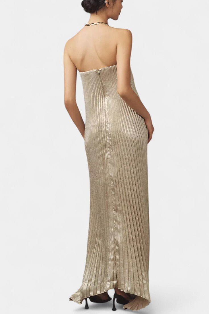 Robe Andreia Sans Manches en Coupe A avec Plis