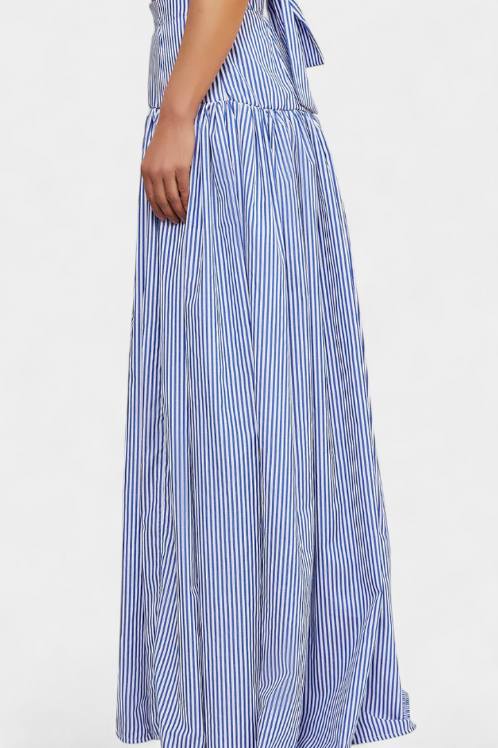 Ippolita Chemise à Col Montant Rayée et Jupe Plissée