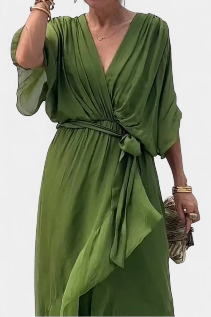 Luisa Robe Longue avec Décolleté en V et Coupe Flowy