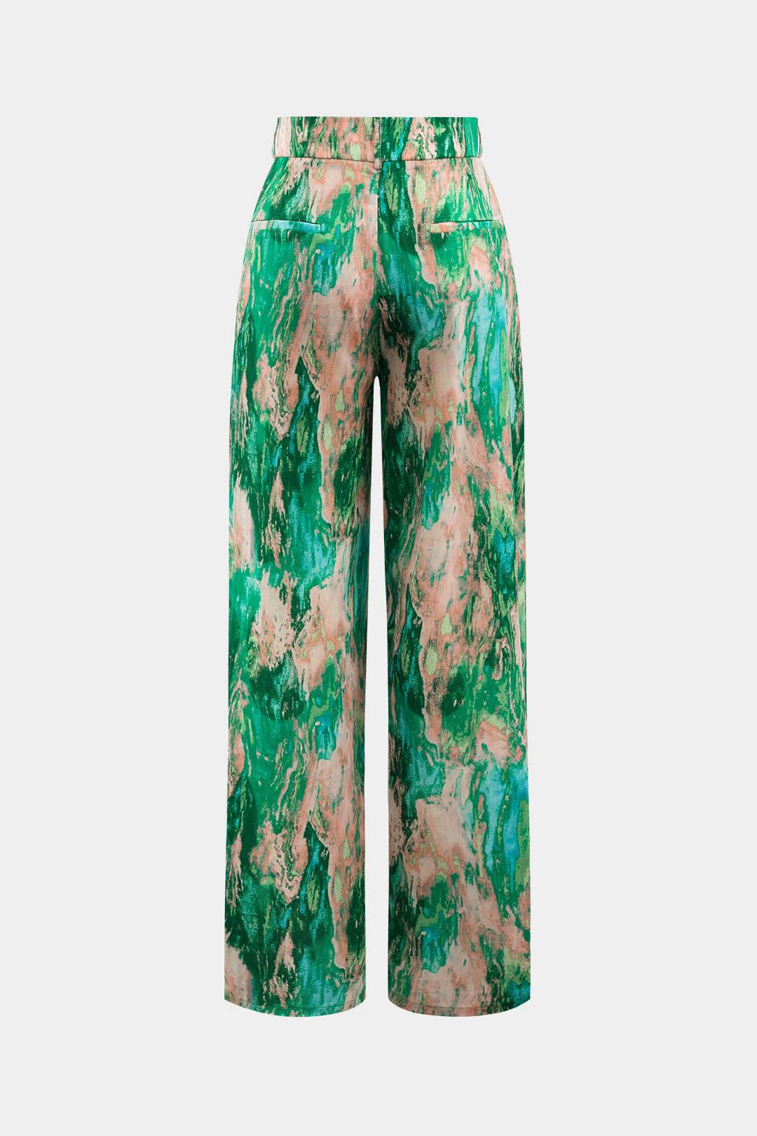 Inna Pantalons Droits Taille Haute avec Imprimé Marbre