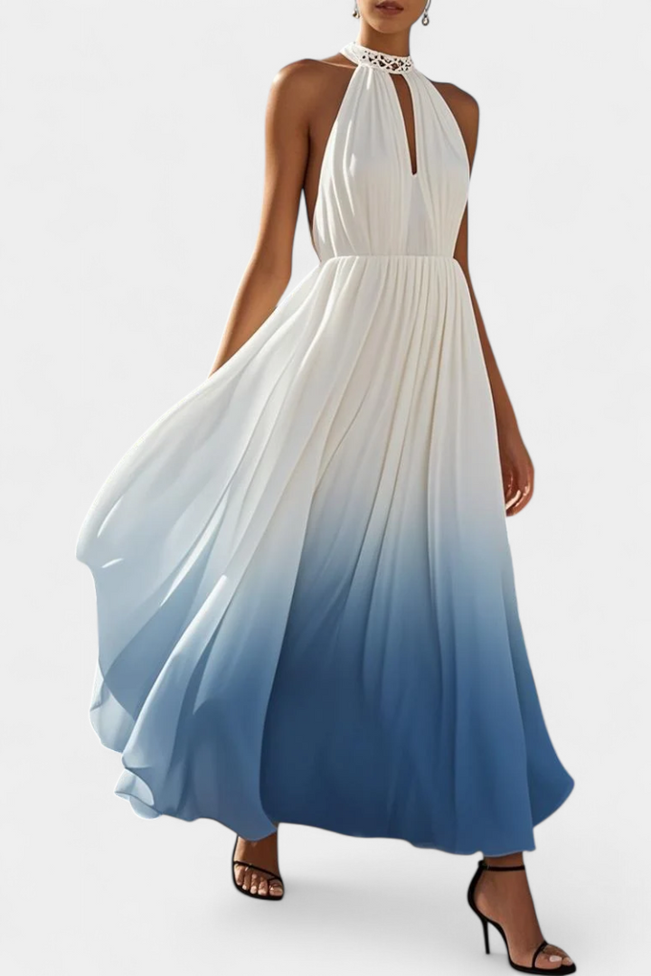 Robe Maxi Halter Plissée Starla avec Détails en Perles