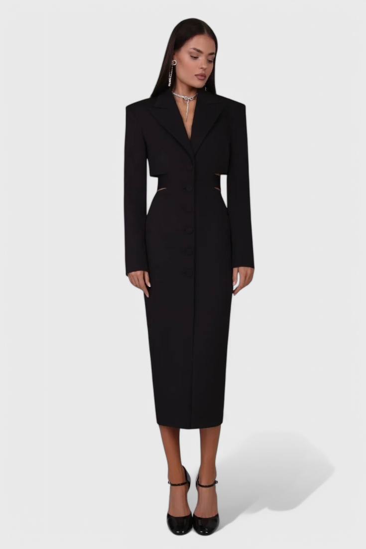 Robe Blazer Midi Bernice avec Découpe et Dos Découvert