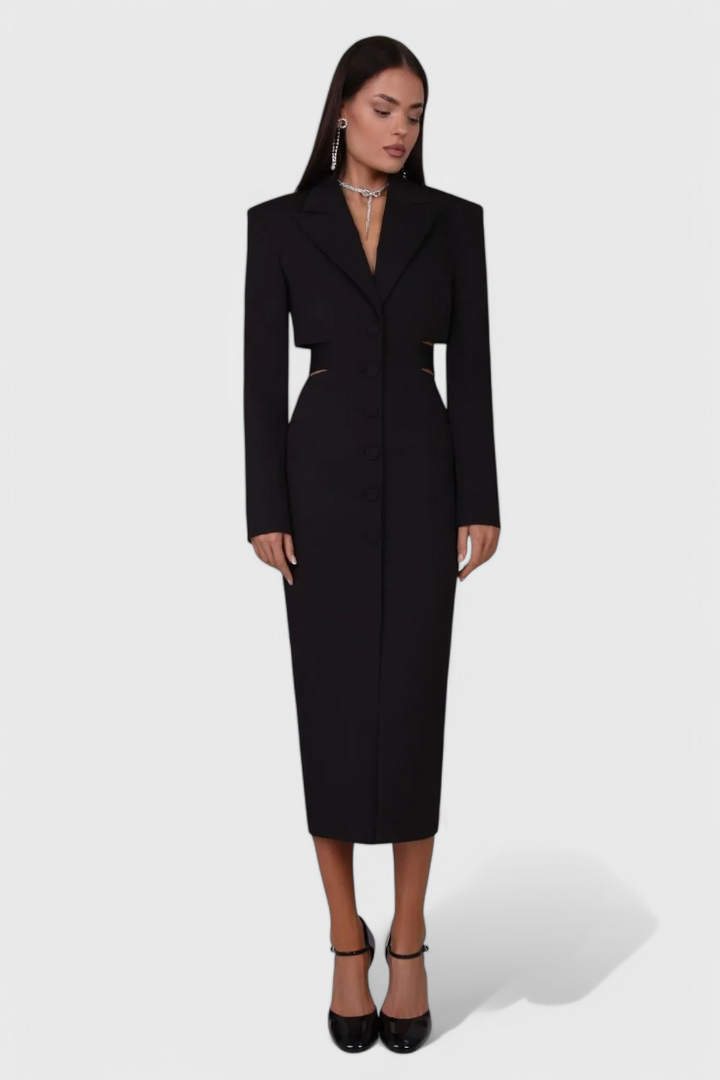 Robe Blazer Midi Bernice avec Découpe et Dos Découvert