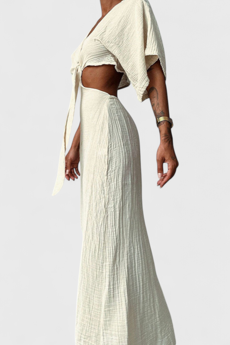 Robe Myra Fluide avec Nœud Frontal et Découpes