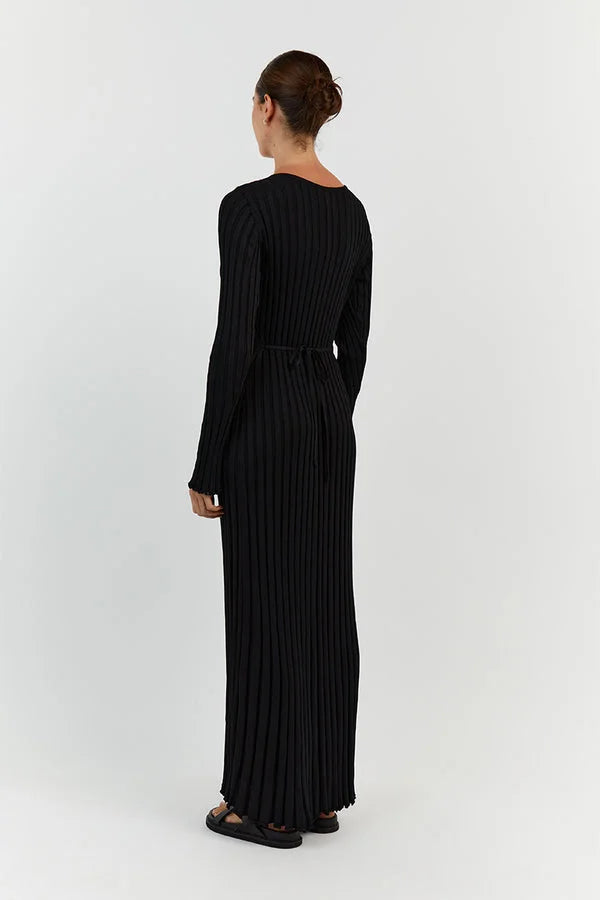 Darla Robe en Maille Côtelée avec Ceinture