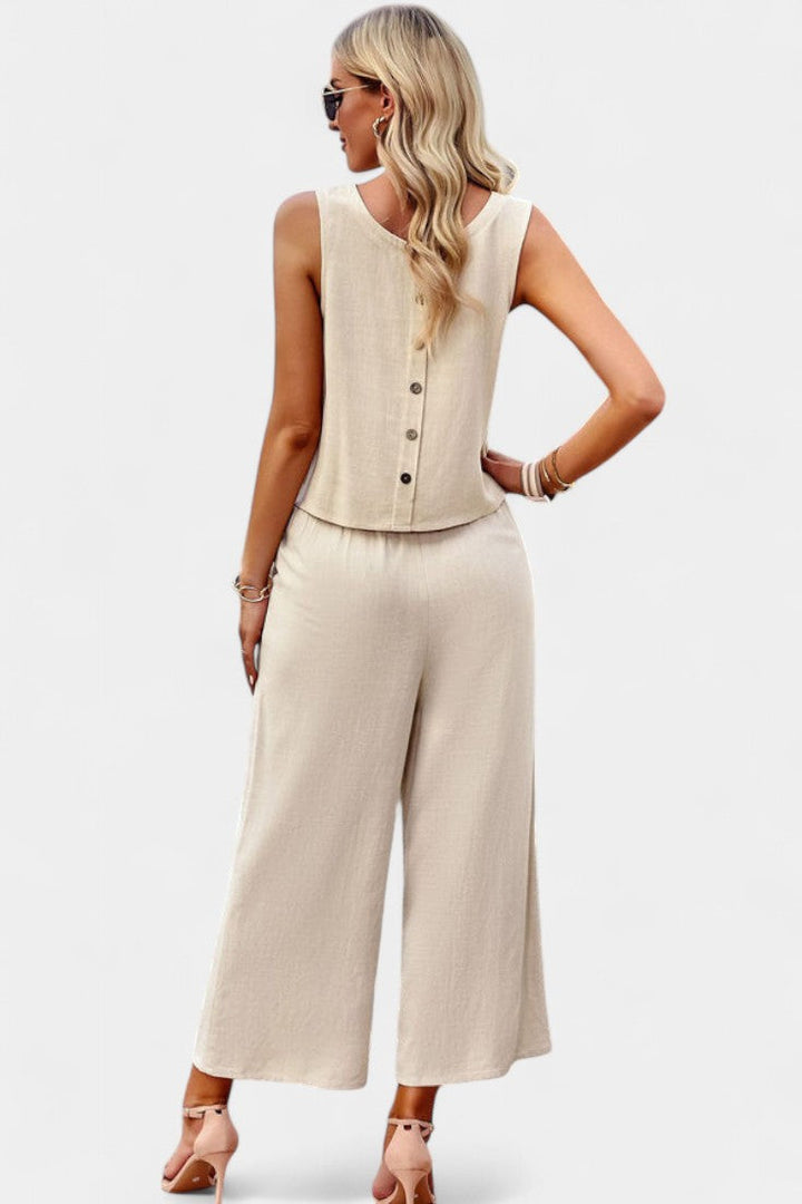 Lavinia Ensemble Boho de Top et Shorts en Lin et Coton