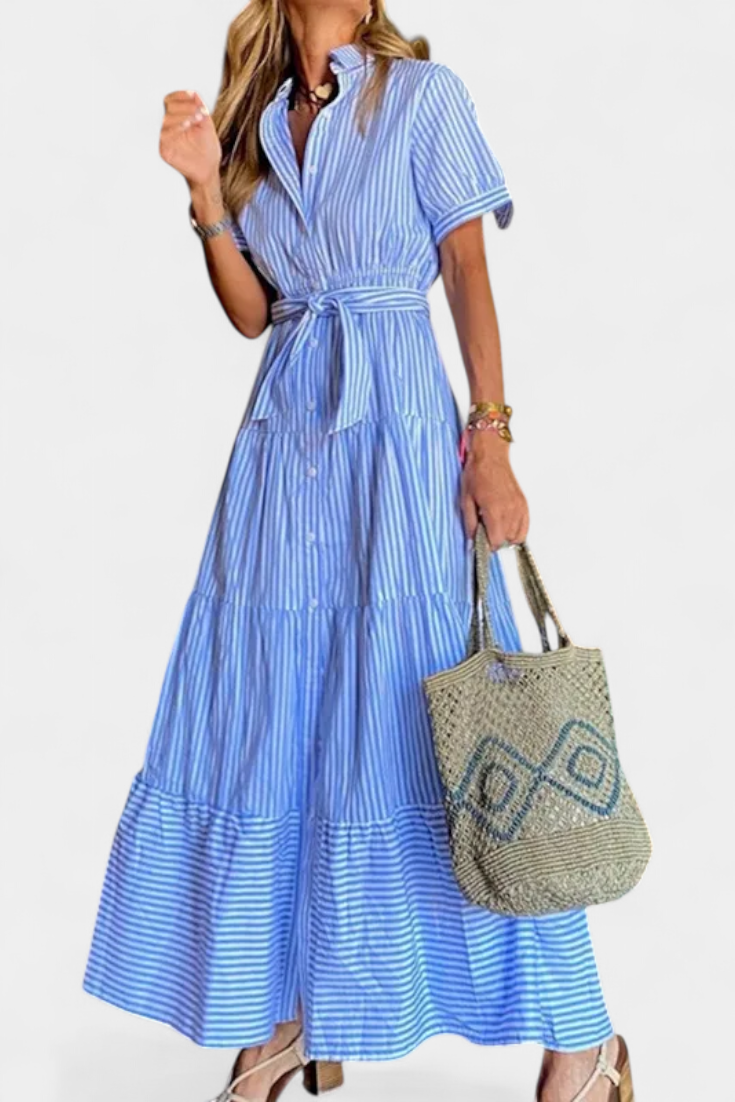 Robe Chemise Longue Rayée Maya avec Ceinture