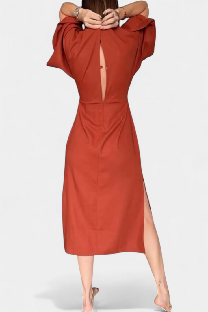 Ainhoa Robe Décontractée avec Nœud Frontal et Décolleté en V