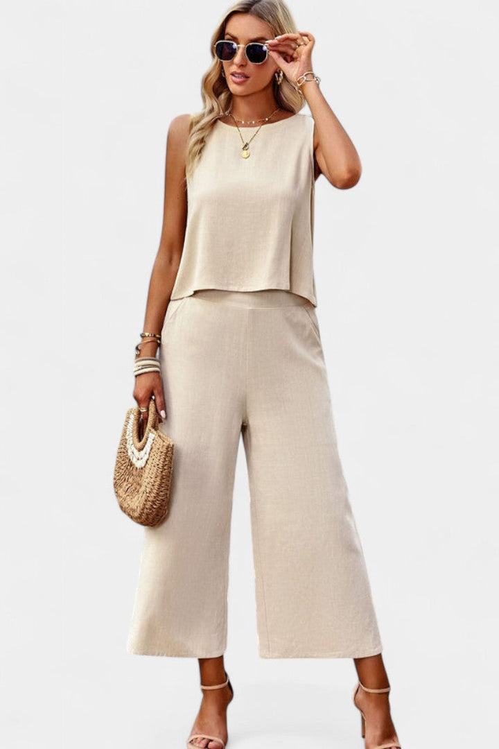 Lavinia Ensemble Boho de Top et Shorts en Lin et Coton