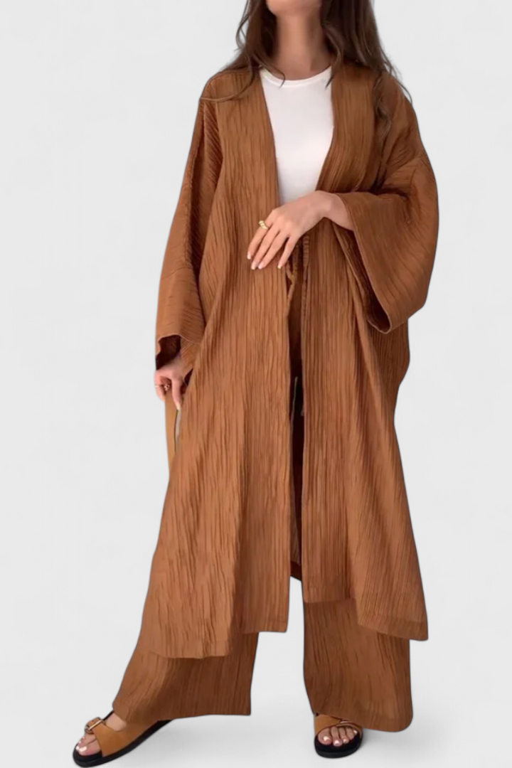 Ensemble Décontracté Caspian de Deux Pièces avec Kimono Long