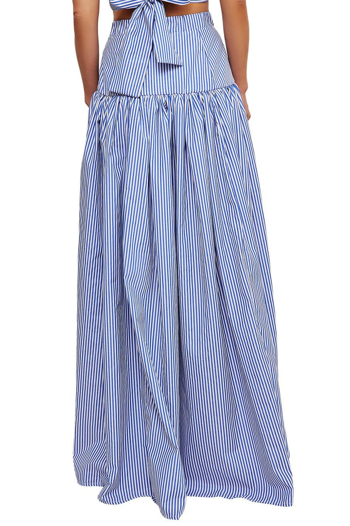 Ippolita Chemise à Col Montant Rayée et Jupe Plissée