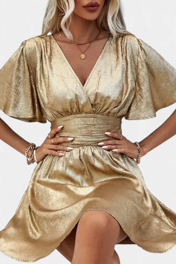 Robe Adalee pour Femme avec Décolleté en V et Taille Croisée