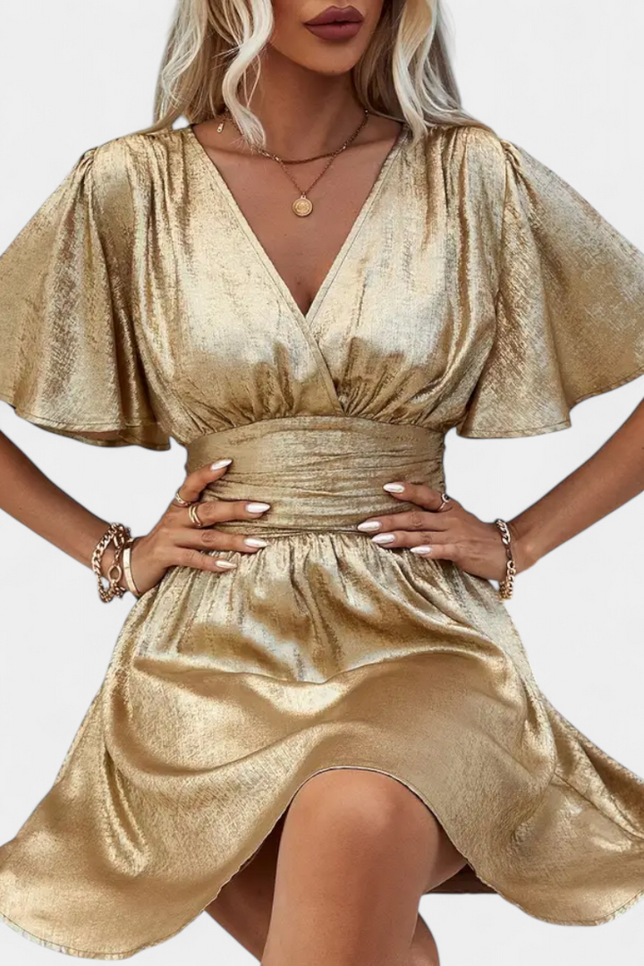 Robe Adalee pour Femme avec Décolleté en V et Taille Croisée