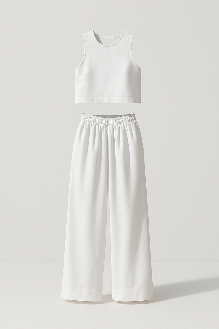 Avelina Ensemble Minimaliste en Coton et Lin Léger