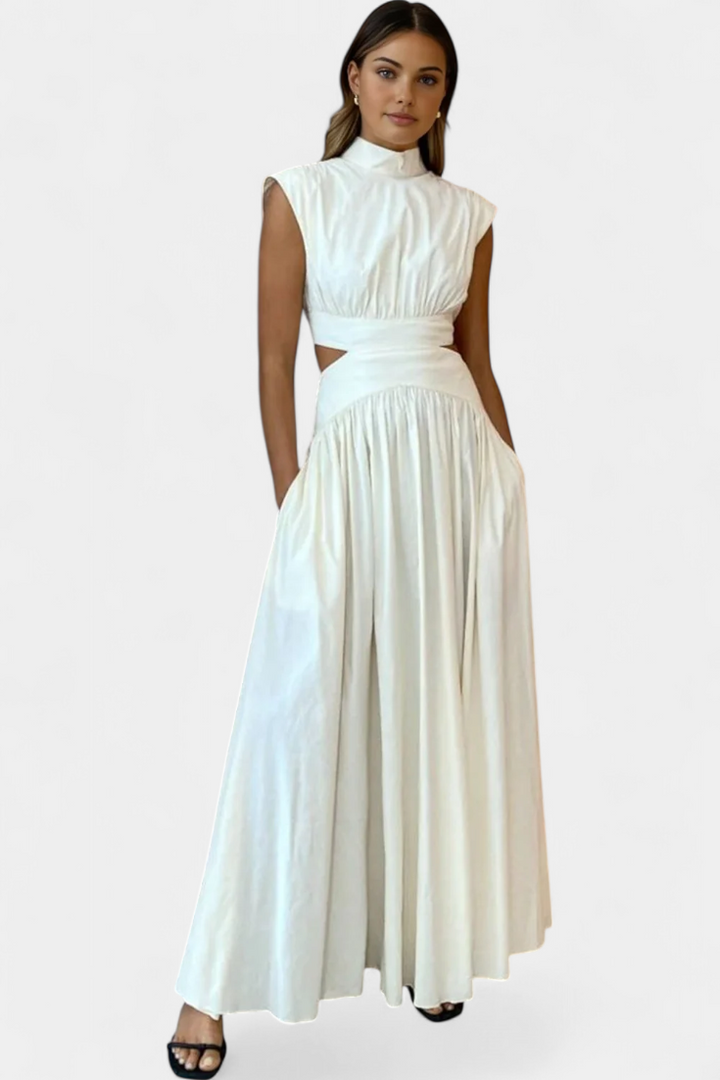 Jocelyn Ensemble Long Minimaliste avec Col Haut et Fente Latérale