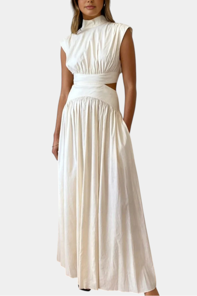 Jocelyn Ensemble Long Minimaliste avec Col Haut et Fente Latérale
