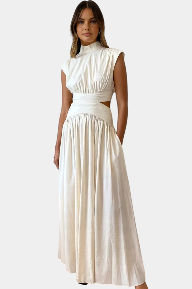 Jocelyn Ensemble Long Minimaliste avec Col Haut et Fente Latérale