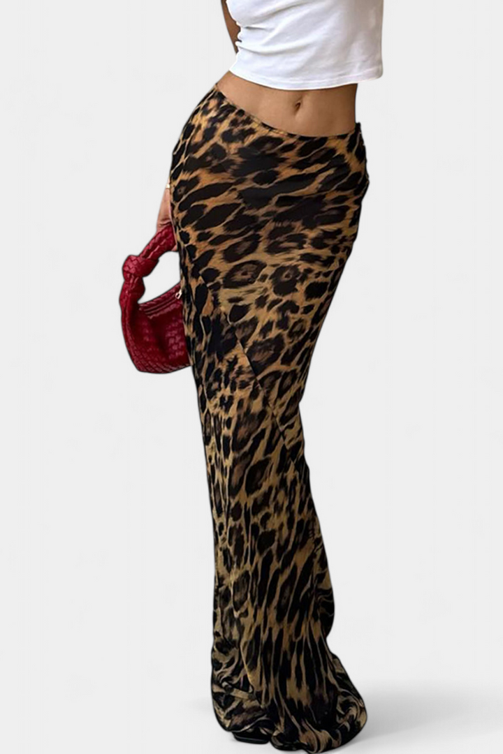 Jupe Maxi Slim Elena avec Imprimé Léopard